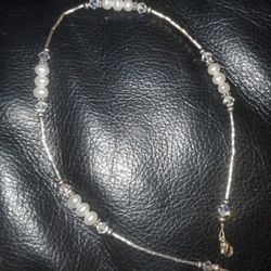 Pretty Sterling Silver Real Pearl Bracelet