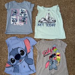 Disney stitch tshirts size 7/8. Gray shirt has very light stain see pic