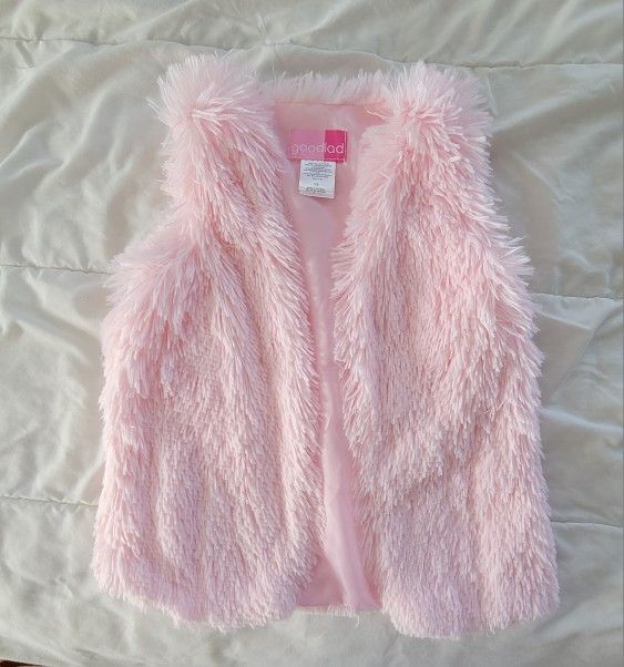 Girls Pink Fuzzy Vest And Owl Hat