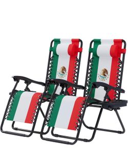 Mexico Flag Zero Gravity Recliner Chairs Set of 2