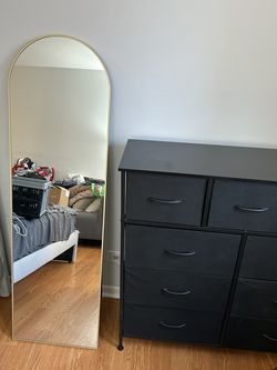 Full-Length Mirror with Gold Frame