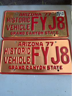 Set of 1977 Arizona Historic License Plates