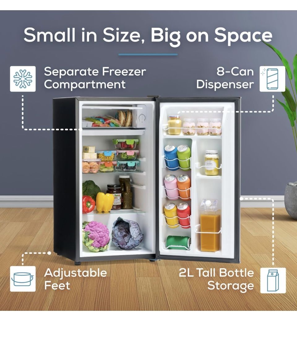 Refrigerator 3.2 CU Ft W freezer Still In Box- Grandma Did Not End Up Needing It- Can’t Return Cost To Much Via Amazon