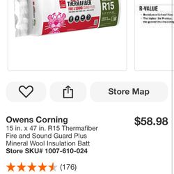 Owens Corning 15 in. x 47 in. R15 Thermafiber Fire and Sound Guard Plus Mineral Wool Insulation Batt