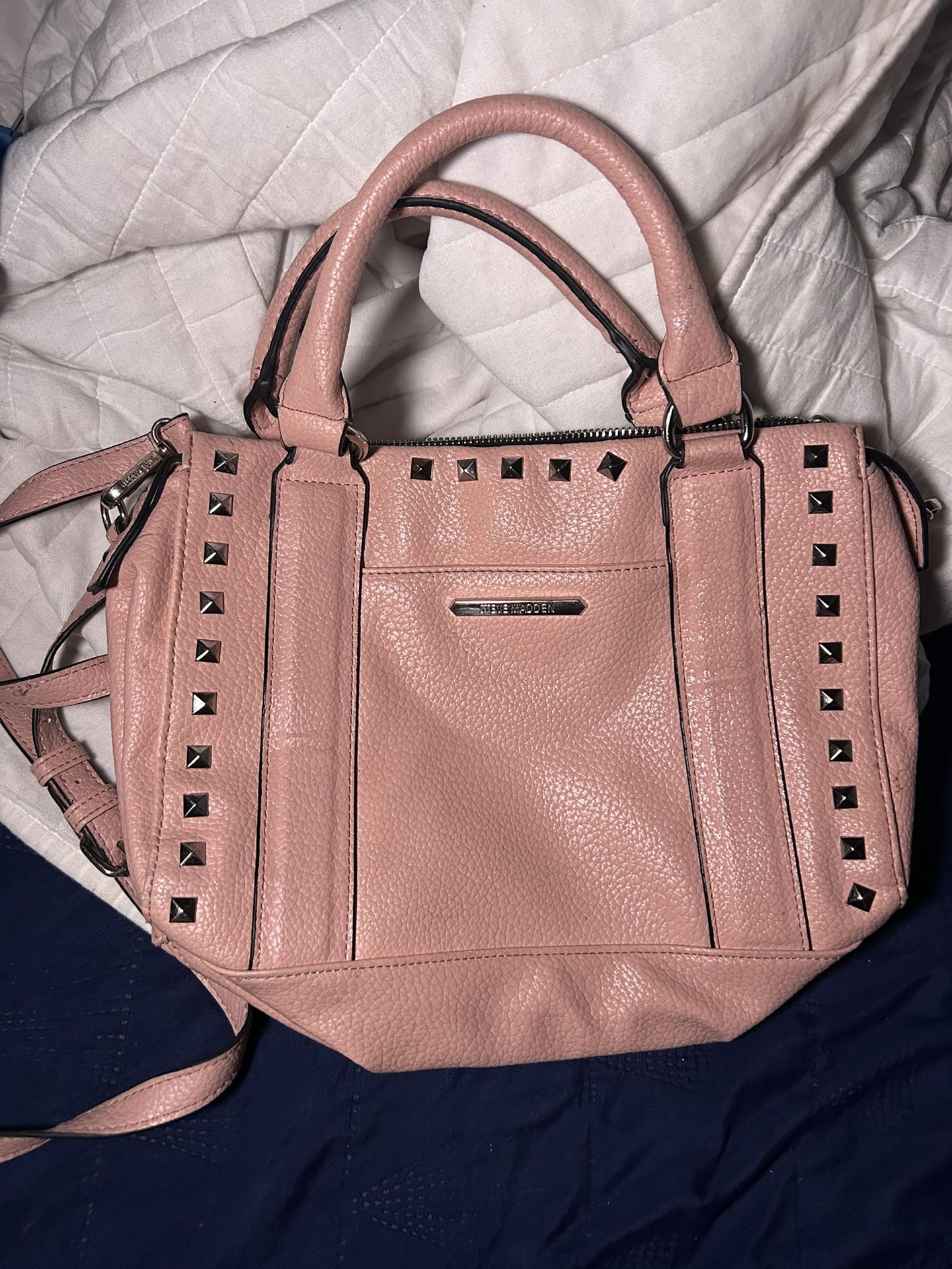 Steve Madden Pink Studded Tote Bag | Y2K Designer Purse | Everyday Shoulder Bag