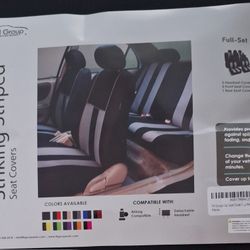F H GROUP - STRIKING STRIPED - SEAT COVERS - GRAY & BLACK 
