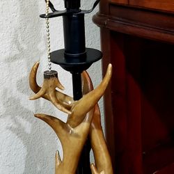 Lamp Base with Amber Bulb 21in Height Base: 4.5in x 4.5in No Lamp Shade