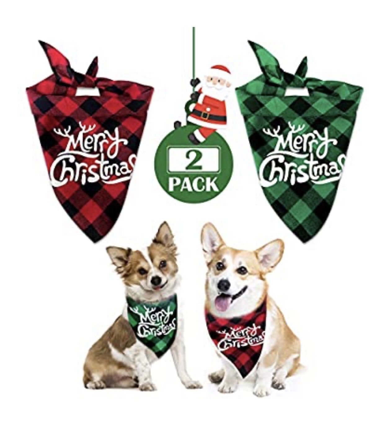 2 Pack Christmas Plaid Pet Bandana