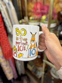 50 Is Five Perfect 10s! Ceramic Birthday Mug | Funny Animal Design