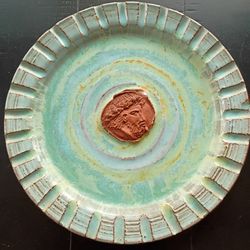 Merritt Island Pottery Plate With Medallion 