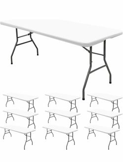 10 Pack Stretch Table Top Cap Cover, White, 30" x 72" Fits 6' Tables, Spandex Table Covers Washable Rectangle Tablecloth Protector for Indoor Outdoor 