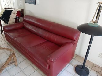 Red leather sofa