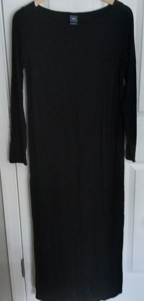 Gap Basic Boatneck Maxi Dress In True Black Size S 