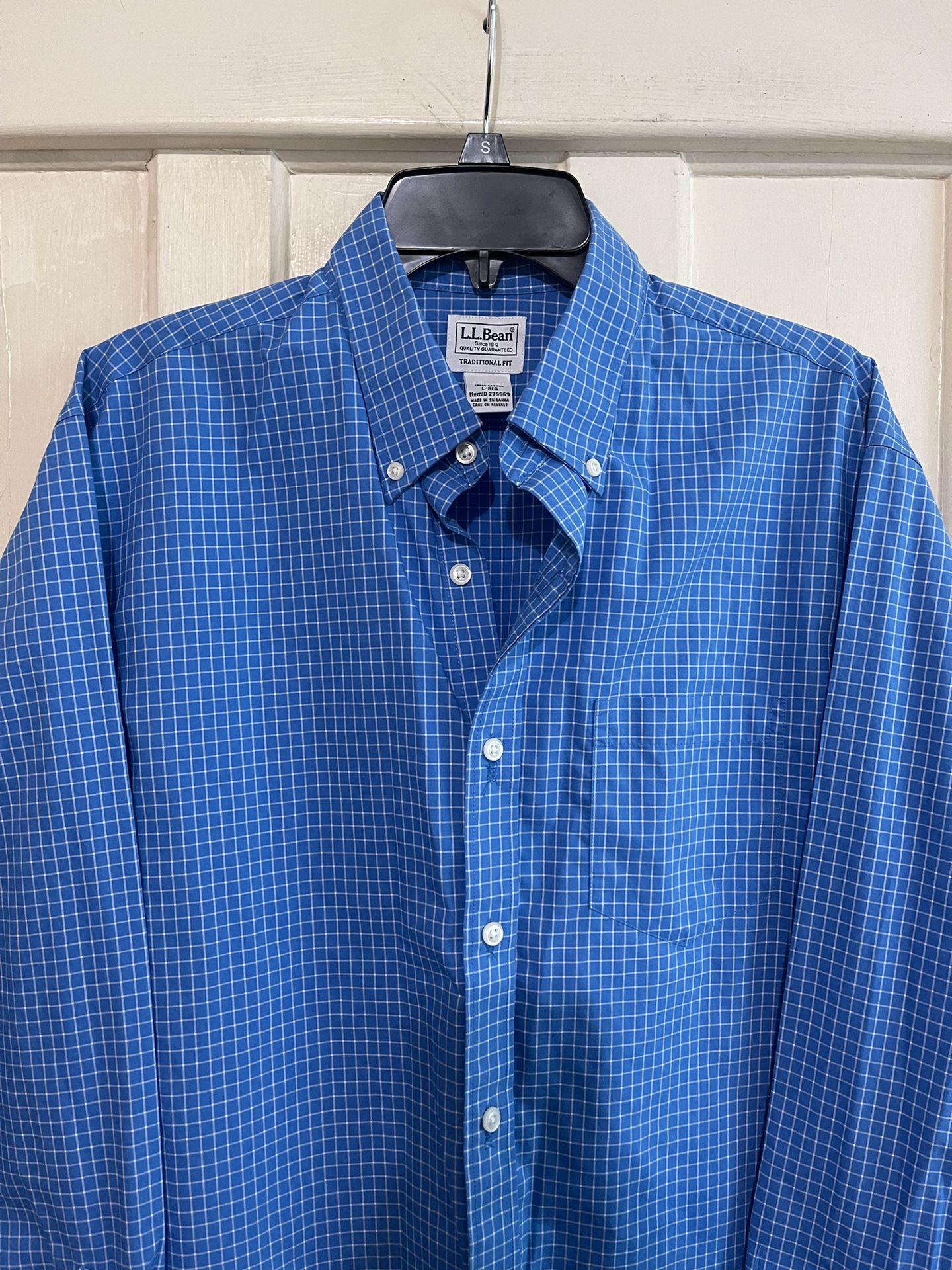 L.L.Bean Men’s long sleeve button down shirt size L REG 100% Cotton