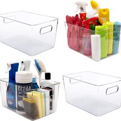 Clear Plastic Bins For Storage[[ Quantity : 4]]