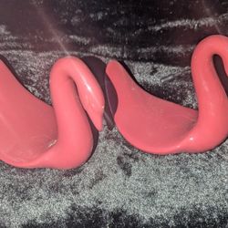 Two Rose-Colored Swan Towel Holders 