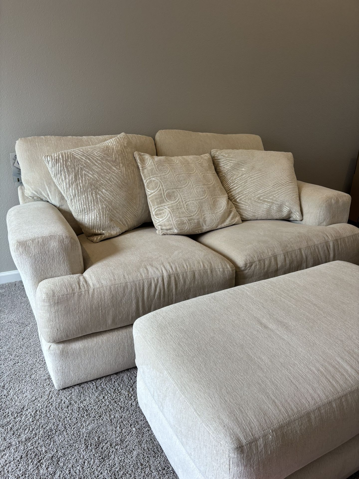 Cream Loveseat & Ottoman Set