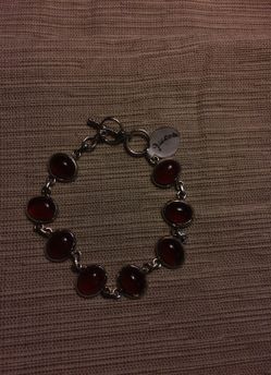Garnet sterling silver bracelet