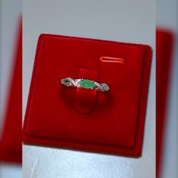 Genuine Emerald Gemstones Scared symbol  Ring