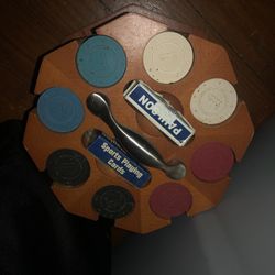 Vintage Clay Poker Chips Set And 2 Decks Of Cards 