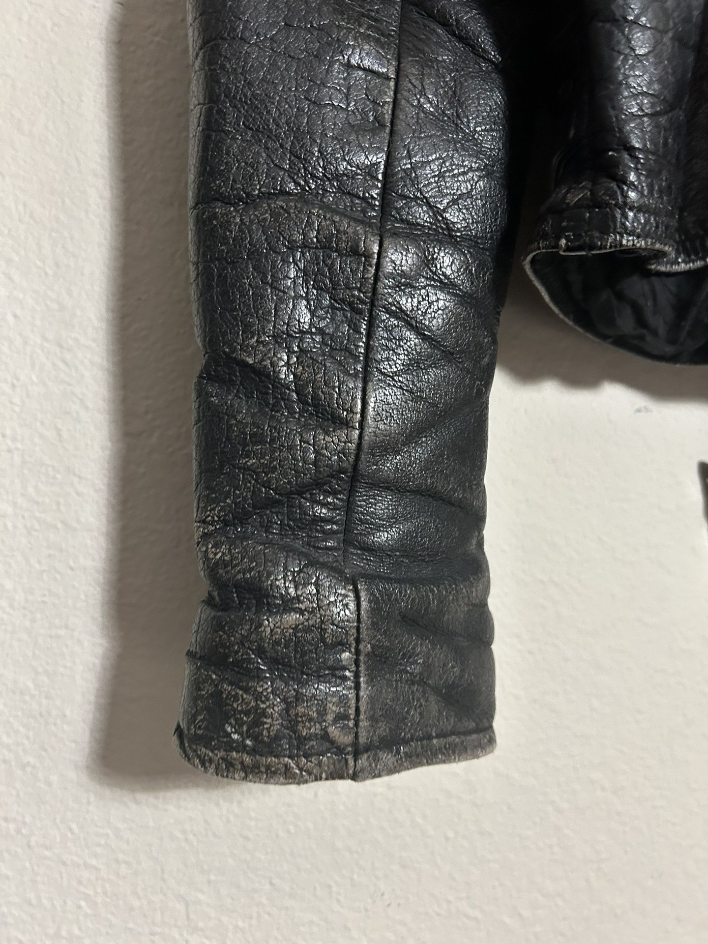 VTG JR WESTERN GENUINE LEATHER BLACK MOTORCYCLE LEATHER JACKET SIZE M/L