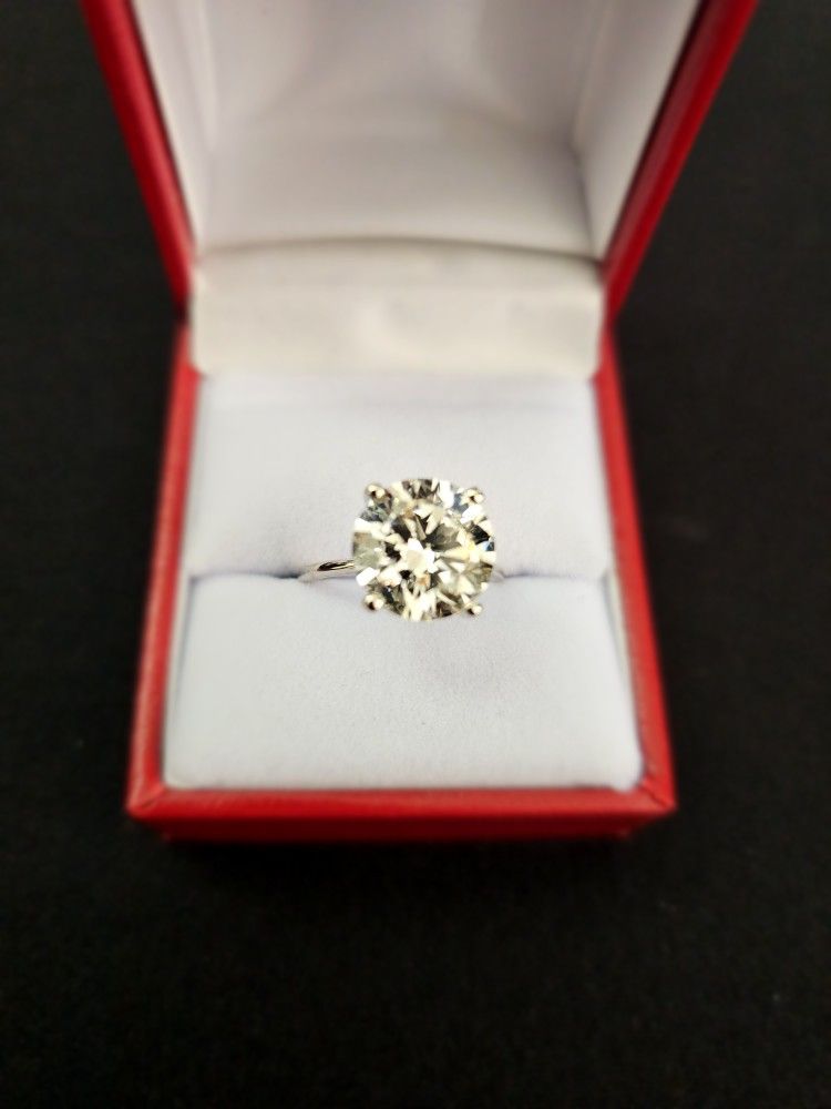 5.09 Carat H VS2 Solitaire Diamond Round Brilliant Cut with 14K White Gold Band IGI Certified