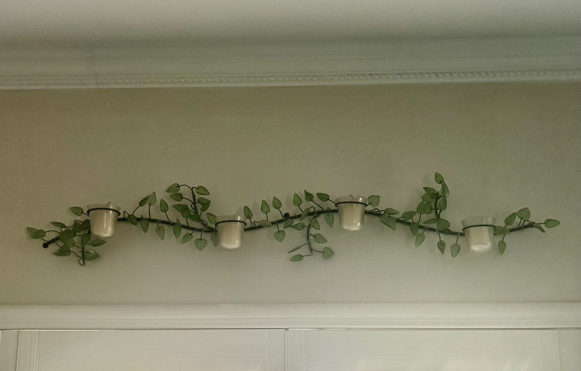 Pottery Barn Wall Hanging Candle Holder Vintage Glass Leaves
