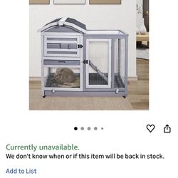 GEGURI Rabbit Hutch Indoor Outdoor, Bunny Cages Wooden Pet House for Guinea Pig with Wheels, Removable Tray, Ramp