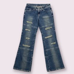 MONNARI Vintage Y2K 2000’s Faded Distressed Mid Rise Wide Leg Jeans