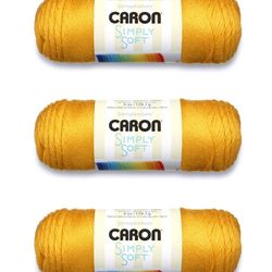 3 Caron Simply Soft - Gold - Acrylic Yarn (6 oz ea) **READ DESCRIPTION**