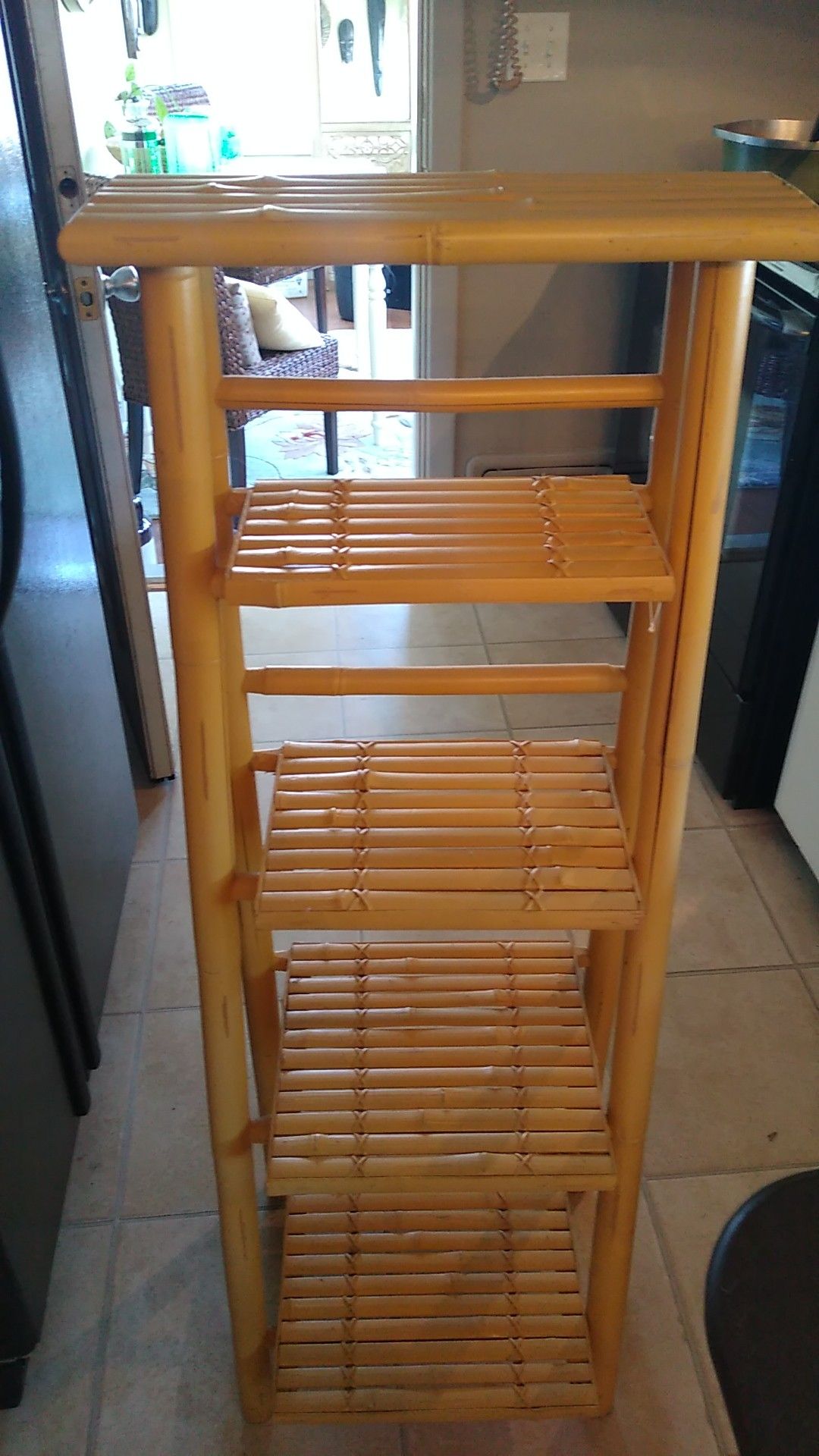 Bamboo ladder shelf