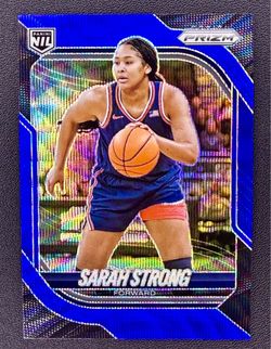2025-26 Panini Prizm #121 Sarah Strong Blue Wave Holo Rookie RC NIL #/249