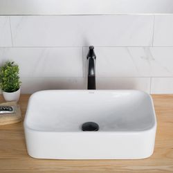 19" *12”Rectangular Vessel Ceramic Bathroom Sink in White Model #:  KCV-122