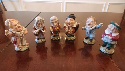 Six Vintage Ginori Capodimonte Porcelain Circus Dwarf Figurines Les Gobbi, Japan