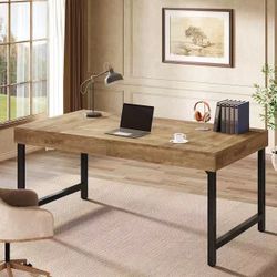 ❤️‍🔥 55 in. Rectangle Brown Engineered Wood Executive Desk