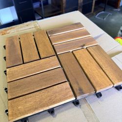 Acacia Wood Patio Deck Tiles - 27 Pcs  Natural $60 