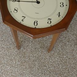 Butler Octagon Wooden Clock Frame End Table With Glass Top