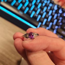Alexandrite and Diamond Birthstone Ring in 10K White Gold