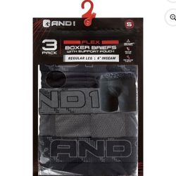 AND1 Men’s Underwear Flex Regular Leg Boxer Briefs, 3 Pack Size Medium 32-34