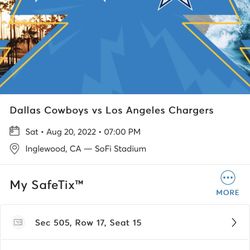 CHARGERS vs COWBOYS 8 Upper Level Tickets