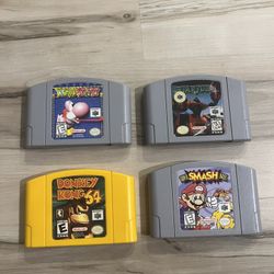 NINTENDO 64 N64 -SUPER SMASH BROS -DONKEY KONG 64 -STARFOX 64 -YOSHI’S STORY  ALL CLEAN ALL ORIGINAL  $$125.00 TAKES ALL