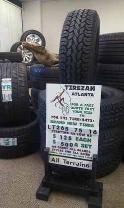 LT 265 75 16 AT BRAND NEW TIRES $125 EACH $500 SET