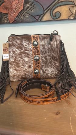 Cowhide leather brown purse