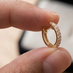 18K Gold Plated Huggie Hoop Earrings – Swarovski Crystal | New in Box