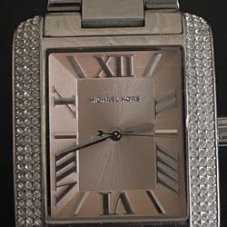 Michael Kors Silver and Rose Gold Roman Numeral Watch