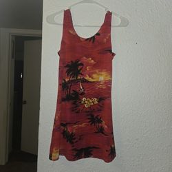 Red and yellow Hawaiian dress with a boho vibe