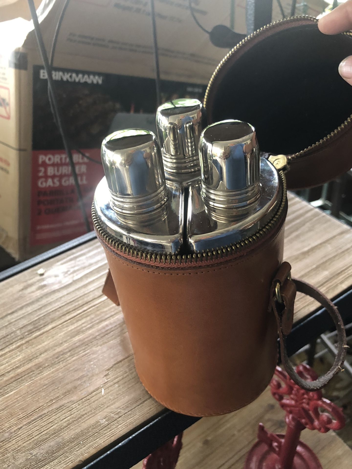 3 Flasks with case made in England