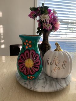 Aqua Talavera had painted flower vase