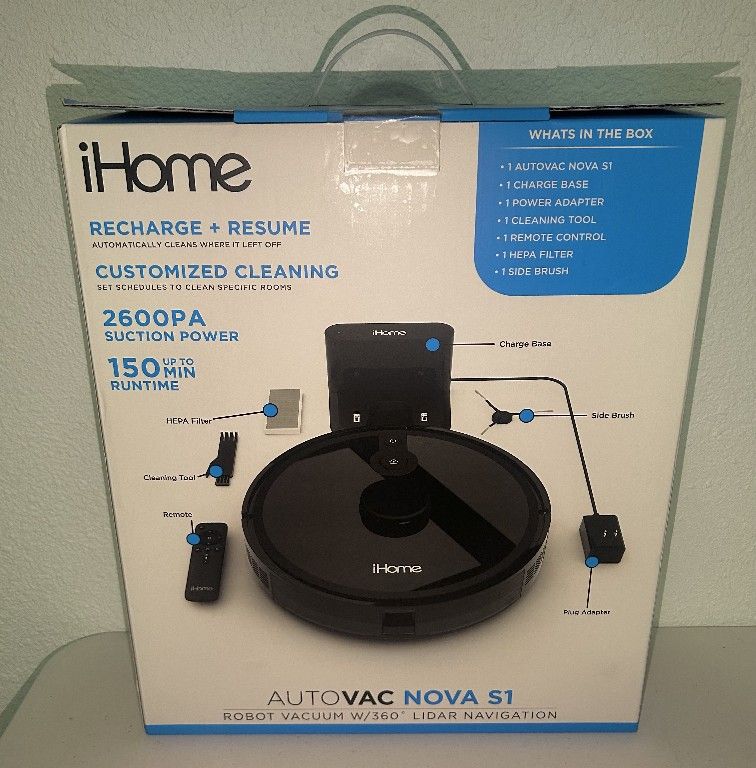 iHome Autovac Nova S1 Robot Vacuum With Lidar Navigation