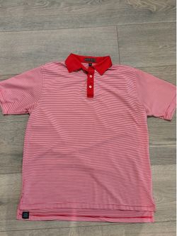*Only Worn Once Perfect Condition* Peter Millar Red & White Stripe Mens Polo Size L